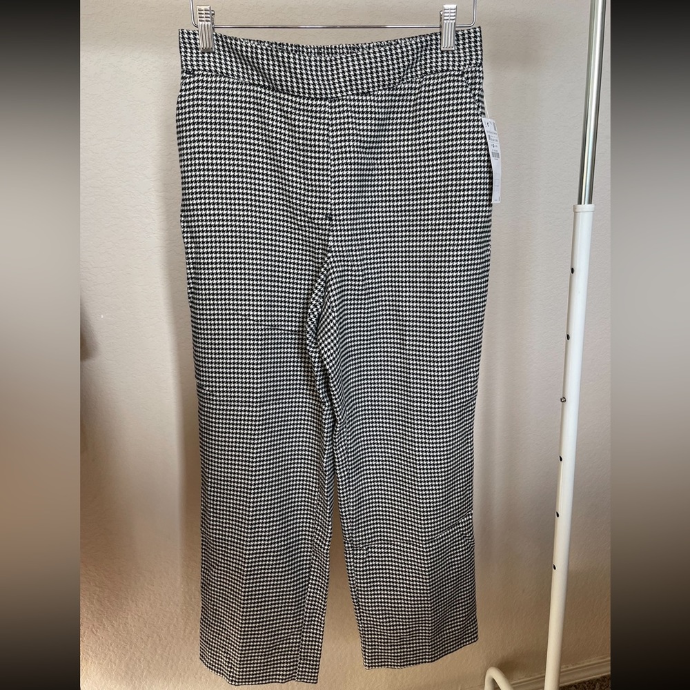 Zara Houndstooth Straight/Wide Leg Pants
